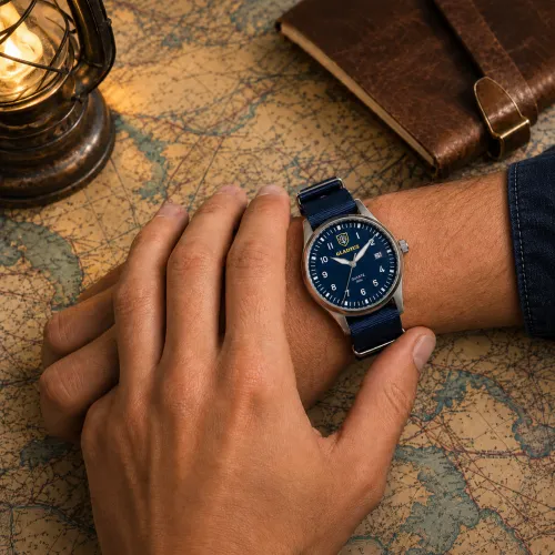Gladiuz Pilot's Watch: date display, shock resistance NIHS 91-10, case size 40x50mm, strap width 20mm