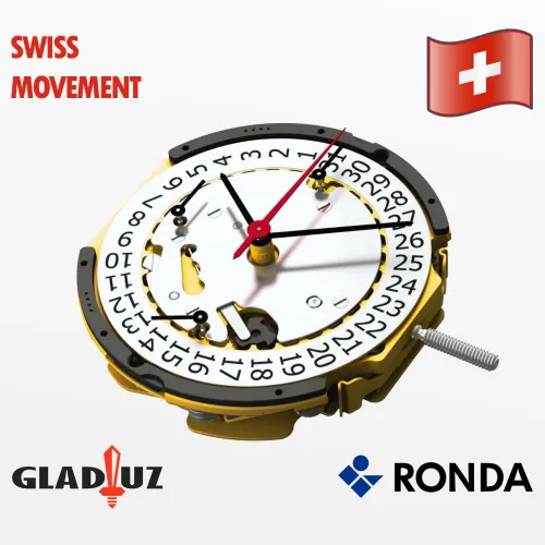 Gladiuz Pilot's Watch: Swiss movement, power saving system, case thickness 9mm, strap material nylon