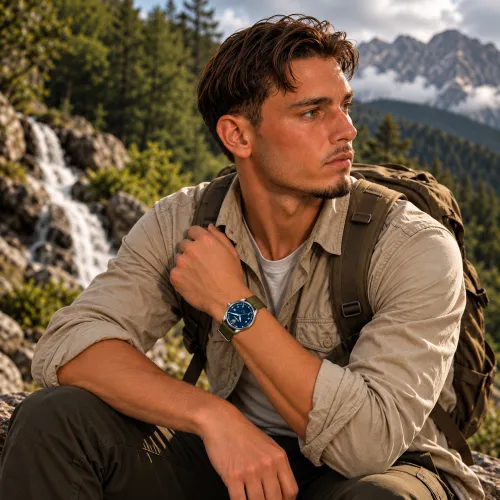 Gladiuz Pilot's Watch: water resistant 50m, shock resistance NIHS 91-10, case thickness 9mm, strap model NATO